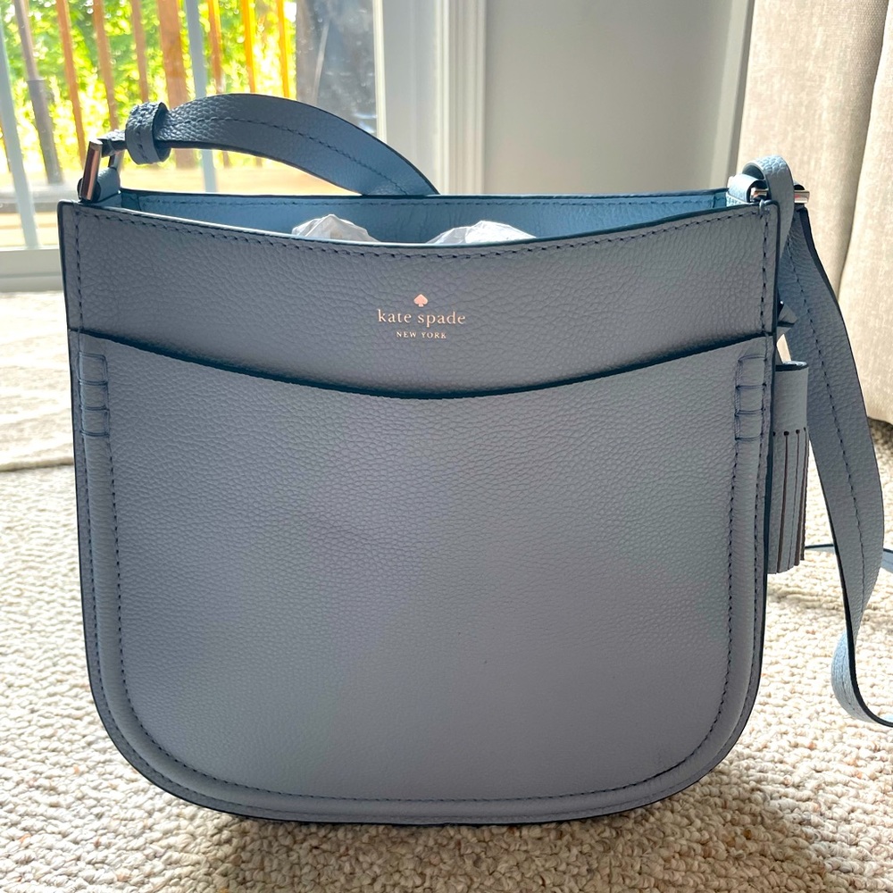 New Kate Spade Powder Blue Leather Crossbody